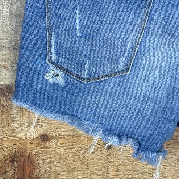 Zara Woman Premium Denim Collection Denim Shorts Distressed Blue Jean Size 6 - Picture 6 of 9